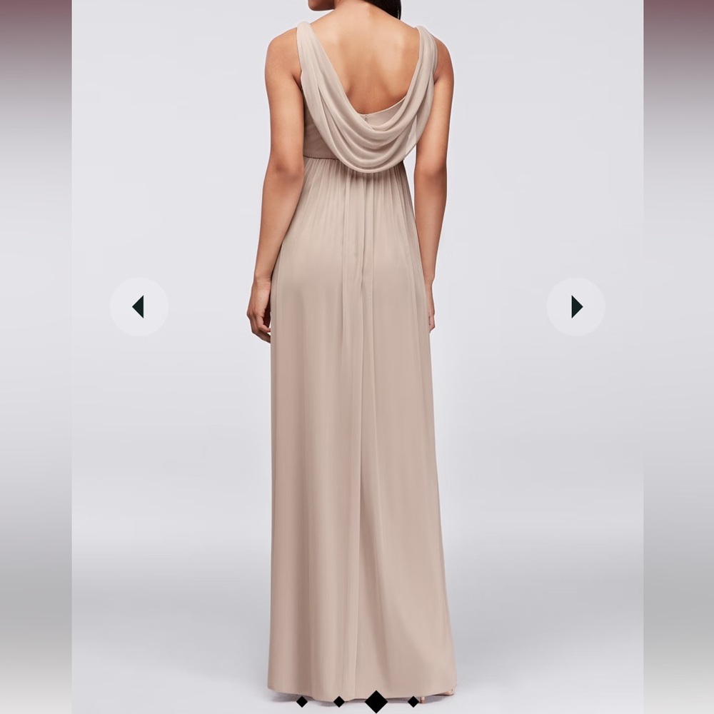 David’s Bridal Long Mesh Cowl Neck Bridesmaid Dress